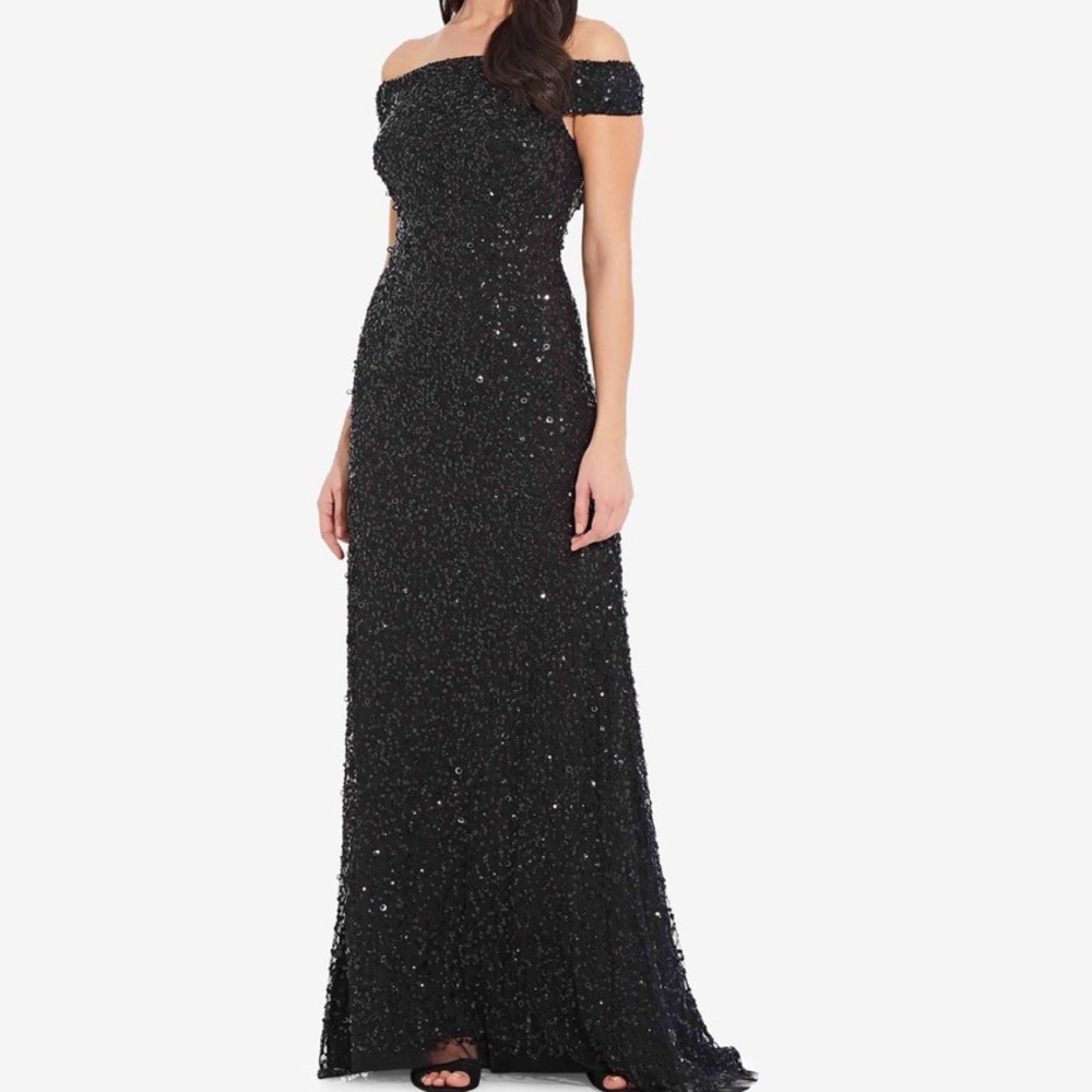 Adrianna Papell off the shoulder sequin gown